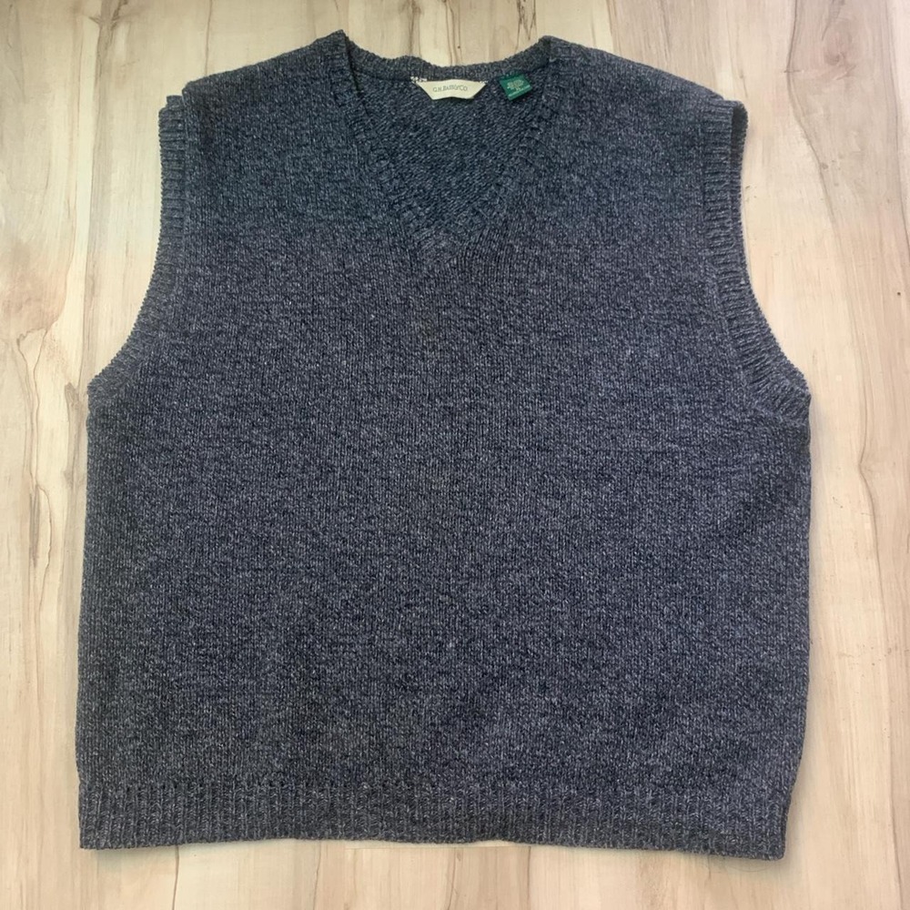 G.H. Bass & Co Vintage Wool Sweater Vest Grey Mens XL V-Neck Made in USA